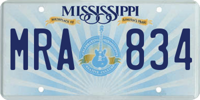MS license plate MRA834