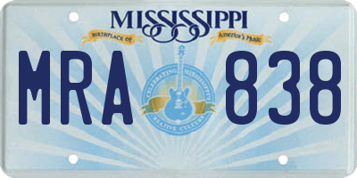MS license plate MRA838