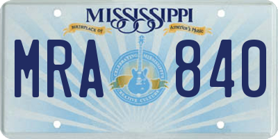 MS license plate MRA840