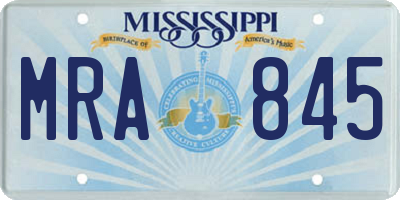 MS license plate MRA845