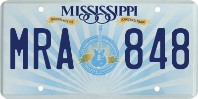 MS license plate MRA848