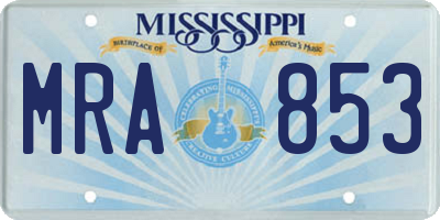 MS license plate MRA853