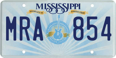 MS license plate MRA854