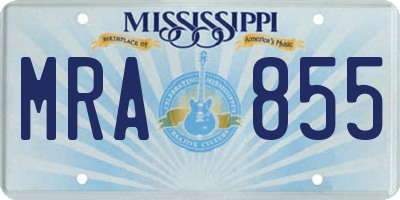 MS license plate MRA855