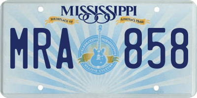 MS license plate MRA858