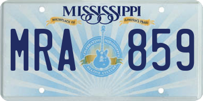 MS license plate MRA859