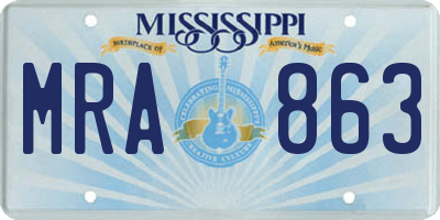 MS license plate MRA863