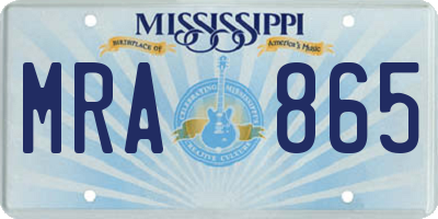 MS license plate MRA865