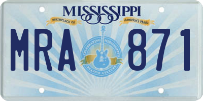 MS license plate MRA871