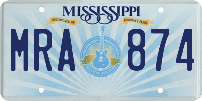 MS license plate MRA874