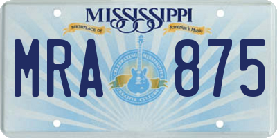 MS license plate MRA875