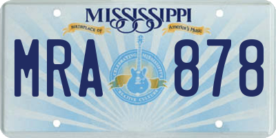 MS license plate MRA878