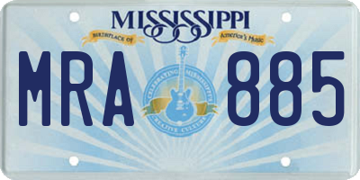 MS license plate MRA885