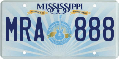 MS license plate MRA888