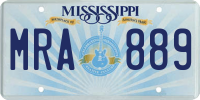 MS license plate MRA889
