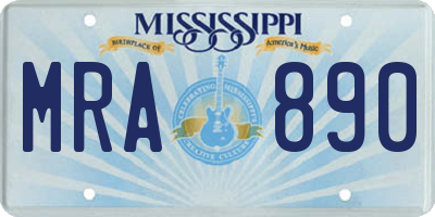 MS license plate MRA890