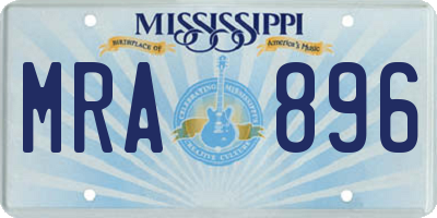 MS license plate MRA896