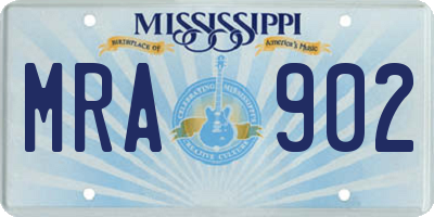 MS license plate MRA902