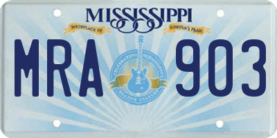 MS license plate MRA903