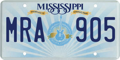 MS license plate MRA905