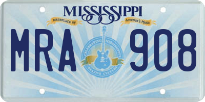 MS license plate MRA908