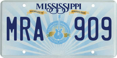 MS license plate MRA909