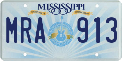 MS license plate MRA913