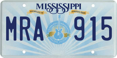 MS license plate MRA915