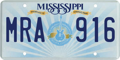 MS license plate MRA916
