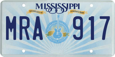MS license plate MRA917