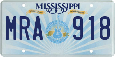 MS license plate MRA918