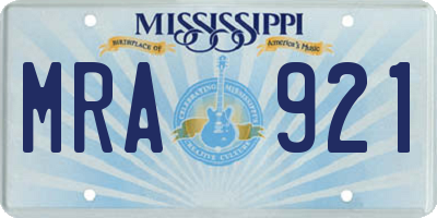 MS license plate MRA921