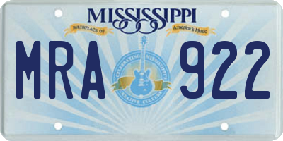 MS license plate MRA922