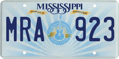 MS license plate MRA923