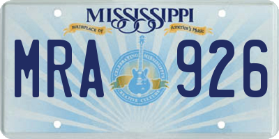 MS license plate MRA926