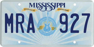 MS license plate MRA927
