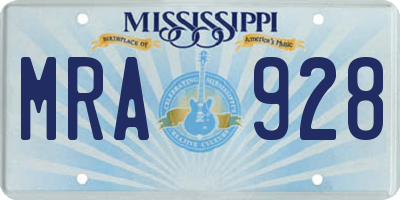 MS license plate MRA928