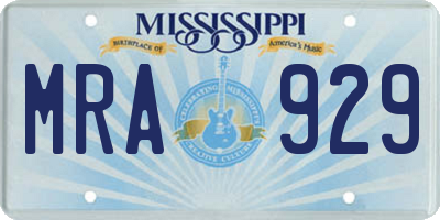MS license plate MRA929