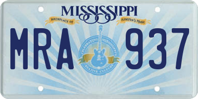 MS license plate MRA937