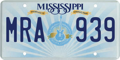 MS license plate MRA939