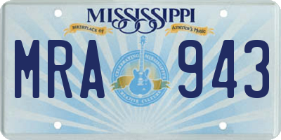 MS license plate MRA943