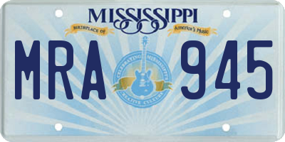 MS license plate MRA945