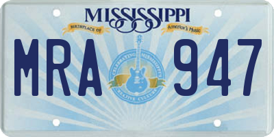 MS license plate MRA947