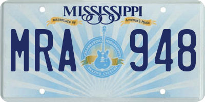 MS license plate MRA948