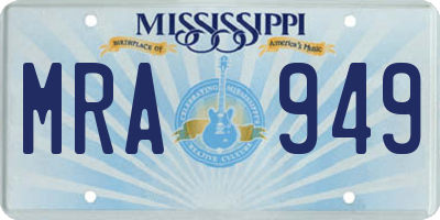 MS license plate MRA949