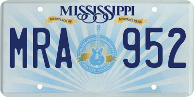 MS license plate MRA952