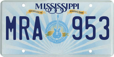 MS license plate MRA953
