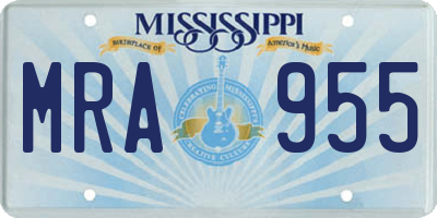 MS license plate MRA955
