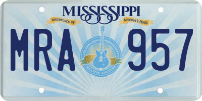 MS license plate MRA957