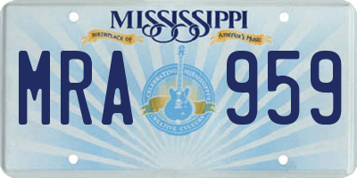 MS license plate MRA959
